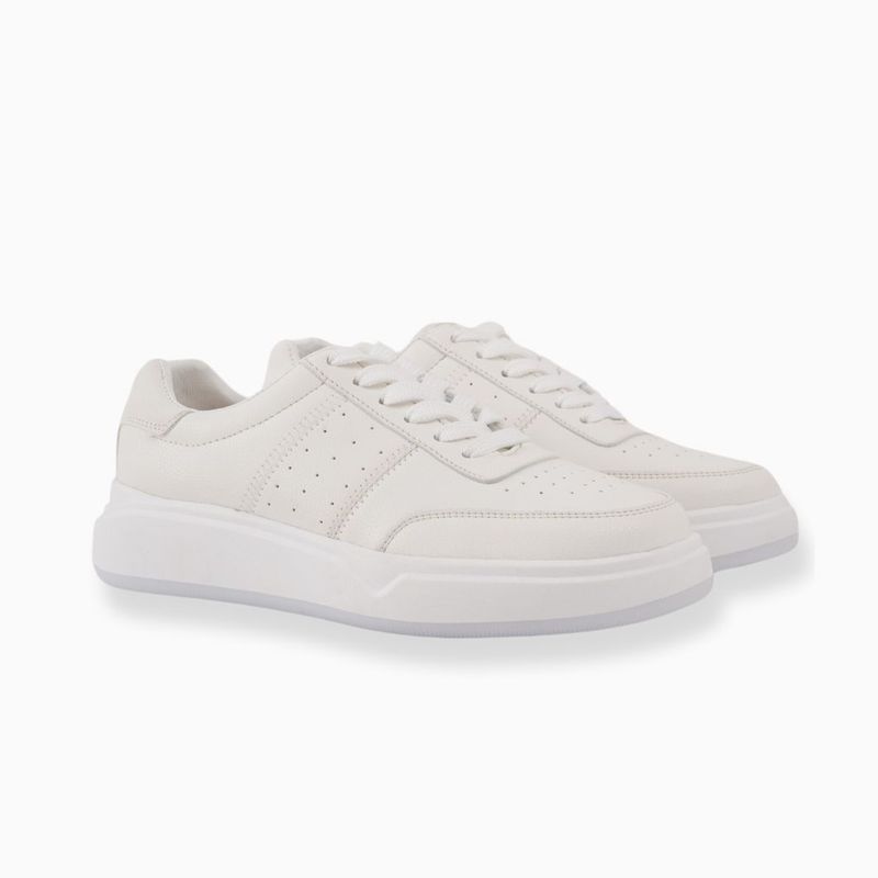 CALZADO ADRENALINA - Tenis blancos con detalles perforados faint
