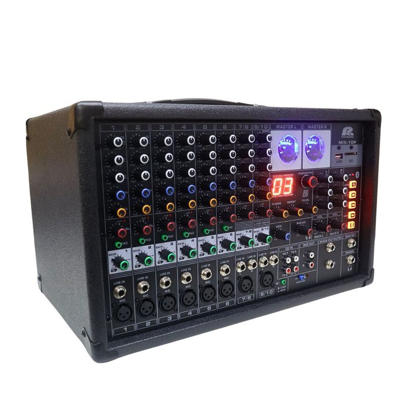 PA PRO AUDIO - MIX-10P Consola Mezcladora Amplificada 300wX2 10Ch Pa Pro Audio