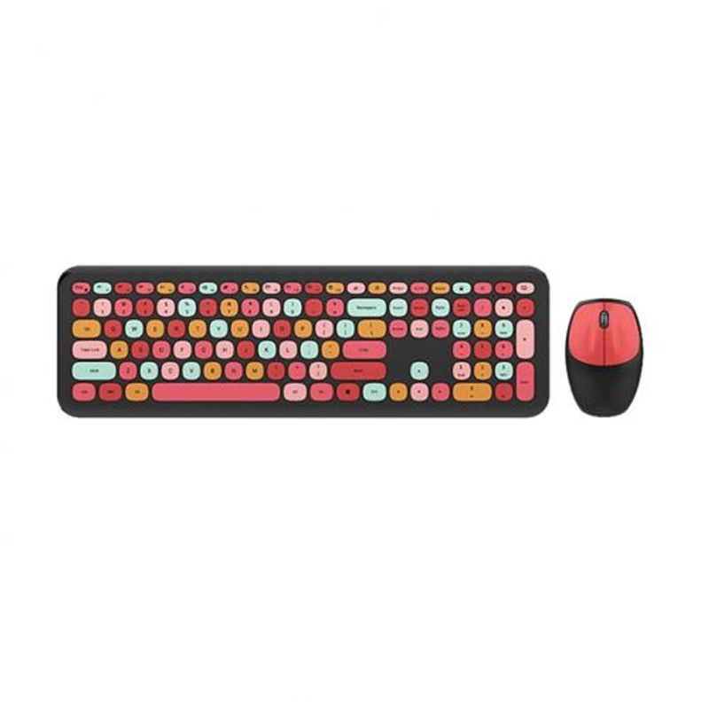 GENERICO - Combo Teclado  Mouse Multicolores Teclas Silenciosas Moffi