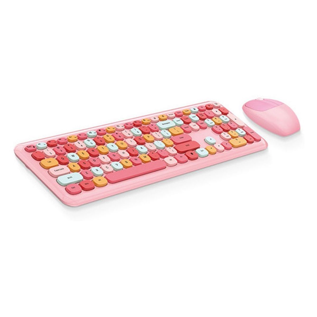 GENERICO - Combo Teclado  Mouse Multicolores Teclas Silenciosas Moffi