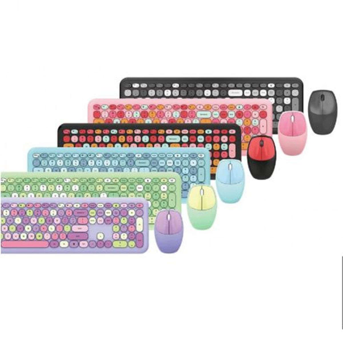 GENERICO - Combo Teclado  Mouse Multicolores Teclas Silenciosas Moffi