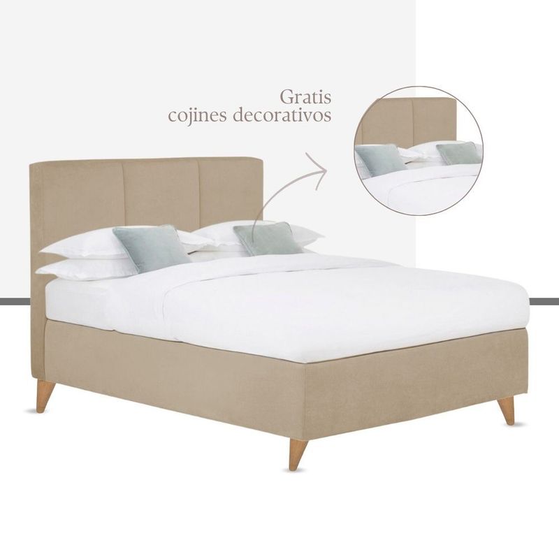 EKONOMODO COLOMBIA - Colchon Queen Pillow + Base cama + Espaldar Pretty Beige 160x190 cm