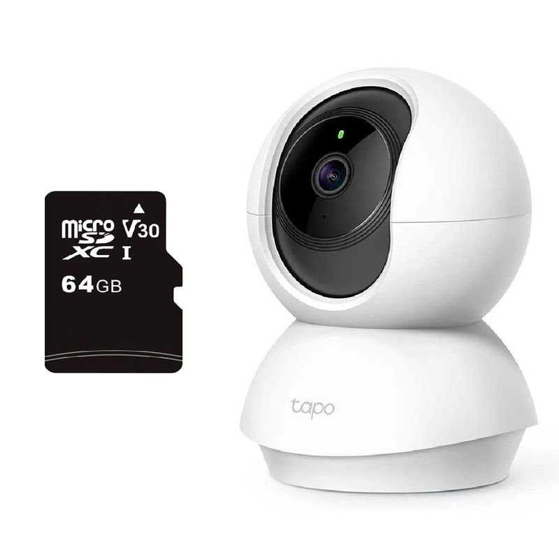 TP LINK - CÁMARA DE SEGURIDAD WIFI INTELIGENTE TPLINK 2MP INTERIOR LENTE MOVIL+SD64GB