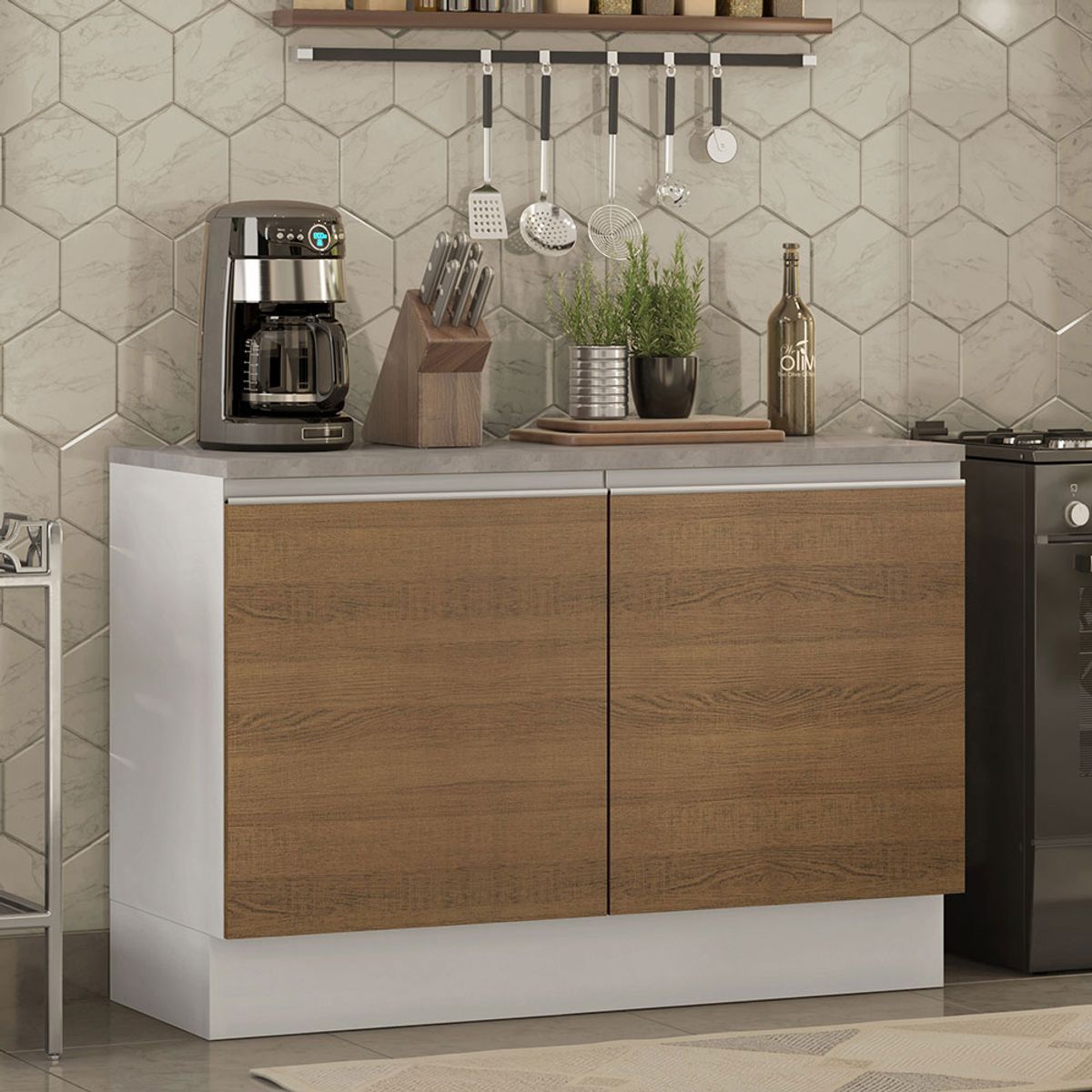 MADESA - Mueble de Cocina Bajo Glamy 1.20 m 2 Puertas con Encimera