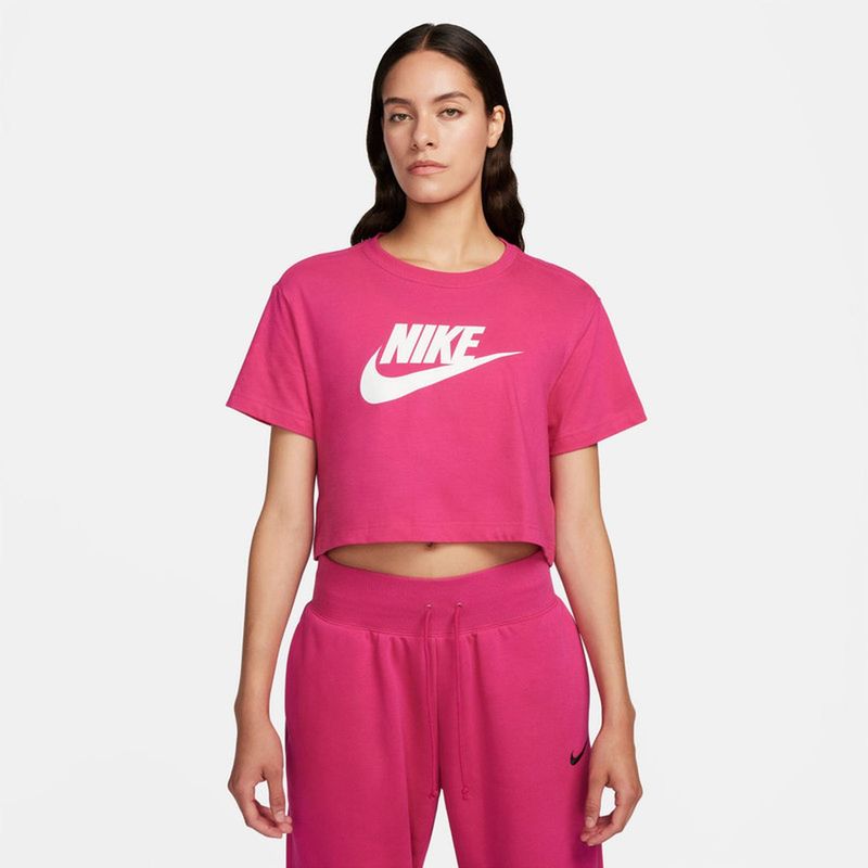 NIKE - Camiseta Mujer Nike Tee Essential Crop Icon Futura - Fucsia