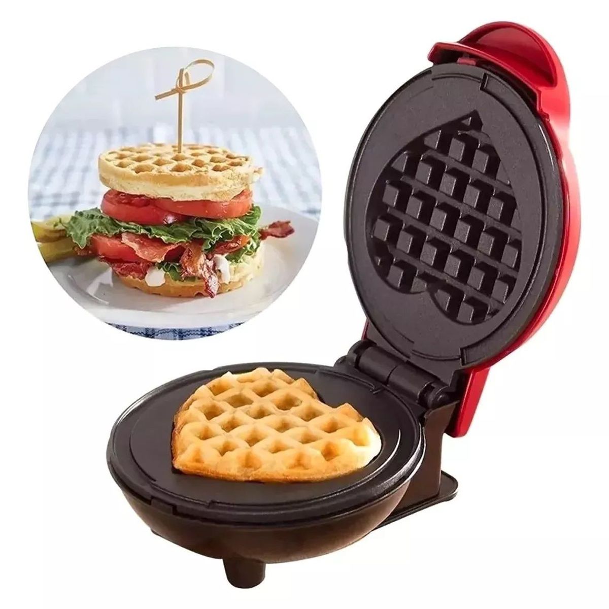 GENERICO - Waflera Eléctrica Para Waffles En Forma De Corazón