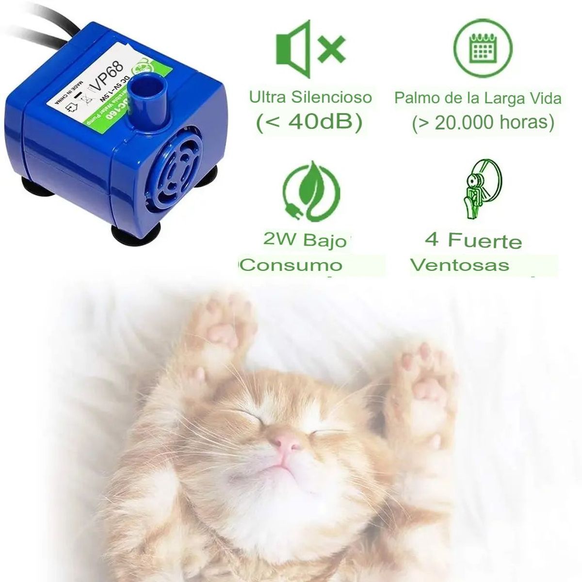 GENERICO - Bomba De Agua Con Luz Led Para Mascotas Fuente De Agua Dc 5v