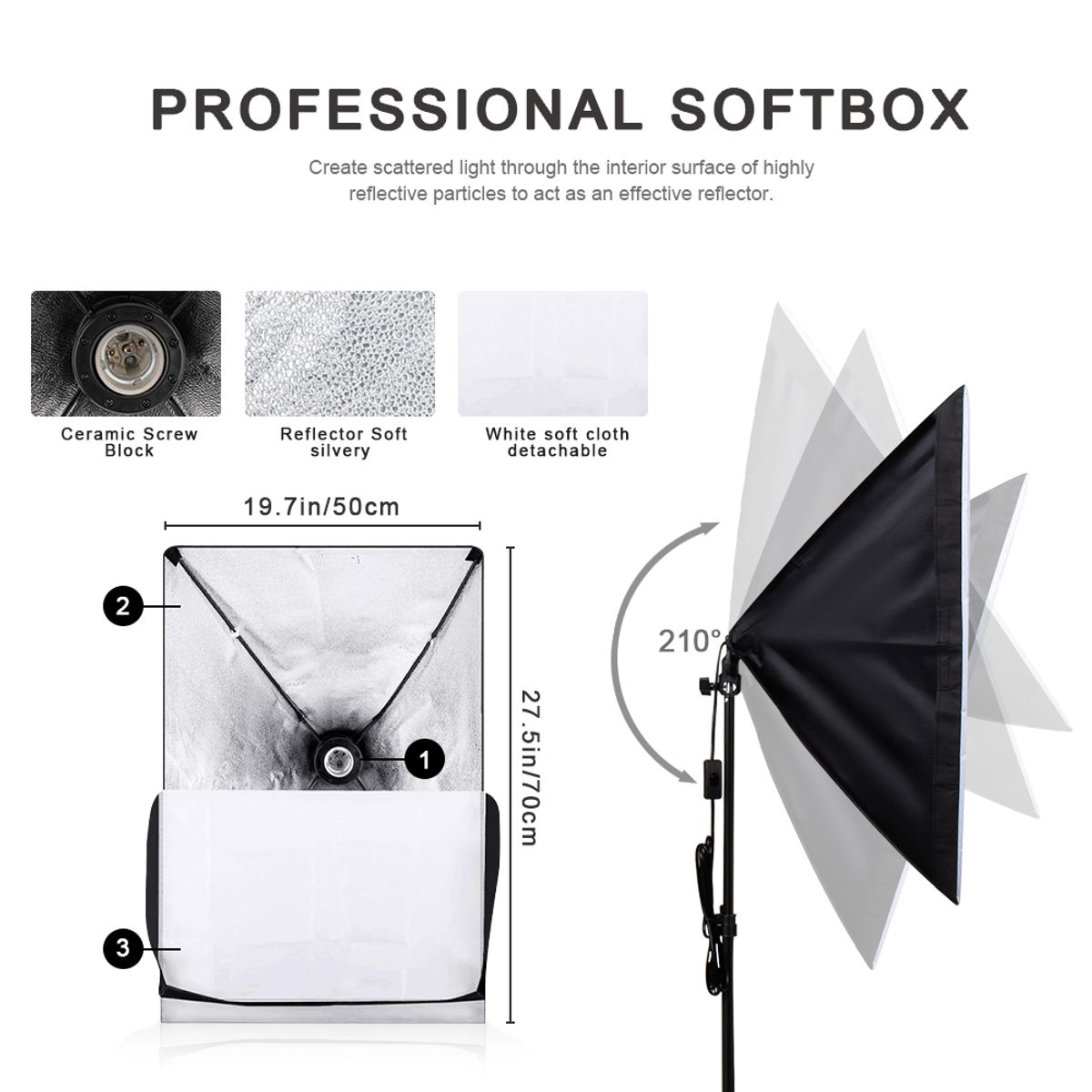 ILUV - Kit Iluminación Softbox +socket X1+ Tripode Stand Fotografia