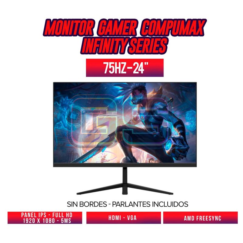 COMPUMAX - MONITOR GAMER COMPUMAX INFINITY 24 FHD 100HZ PARLANTES INCLUIDOS FHD