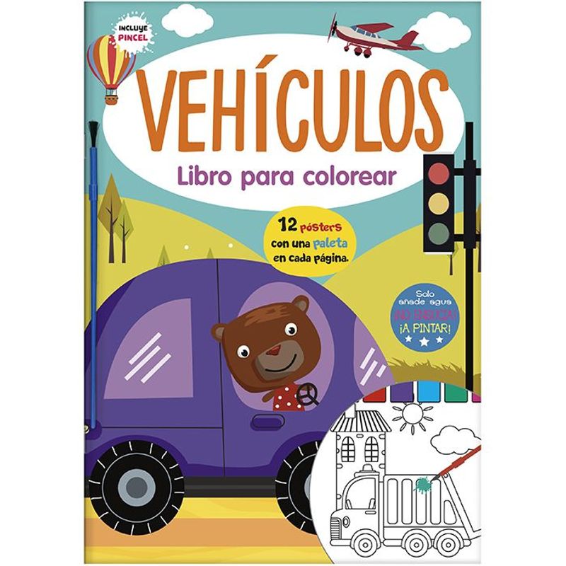LEXUS - Libro De Manualidades Pintar Con Agua Vehículos Para Niños Niñas