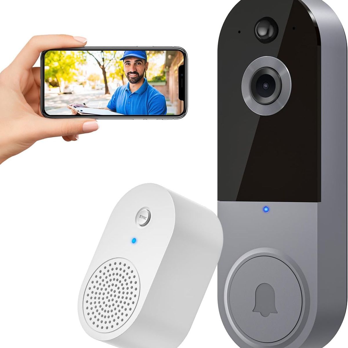 GENERICO - Timbre Inalámbrico Smart Con Cámara Wifi 1080p FHD Video - Recargable