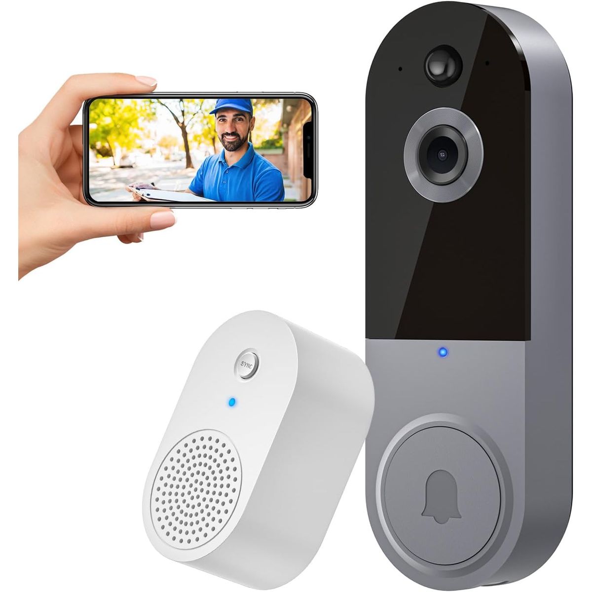 GENERICO - Timbre Inalámbrico Smart Con Cámara Wifi 1080p FHD Video - Recargable