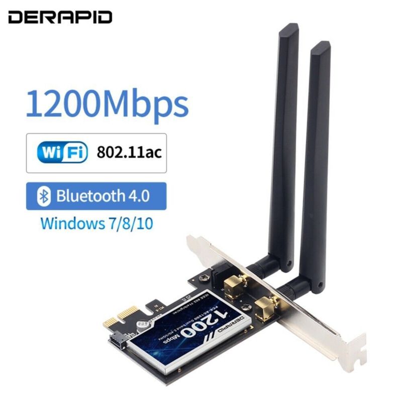 GENERICO - Tarjeta De Red Pcie Wifi Dual Band 1200 Mbps Y Bluetooth 4.2