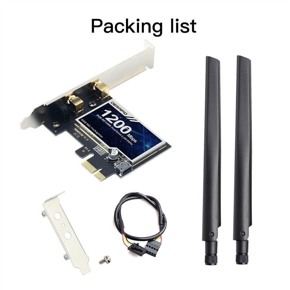 GENERICO - Tarjeta De Red Pcie Wifi Dual Band 1200 Mbps Y Bluetooth 4.2