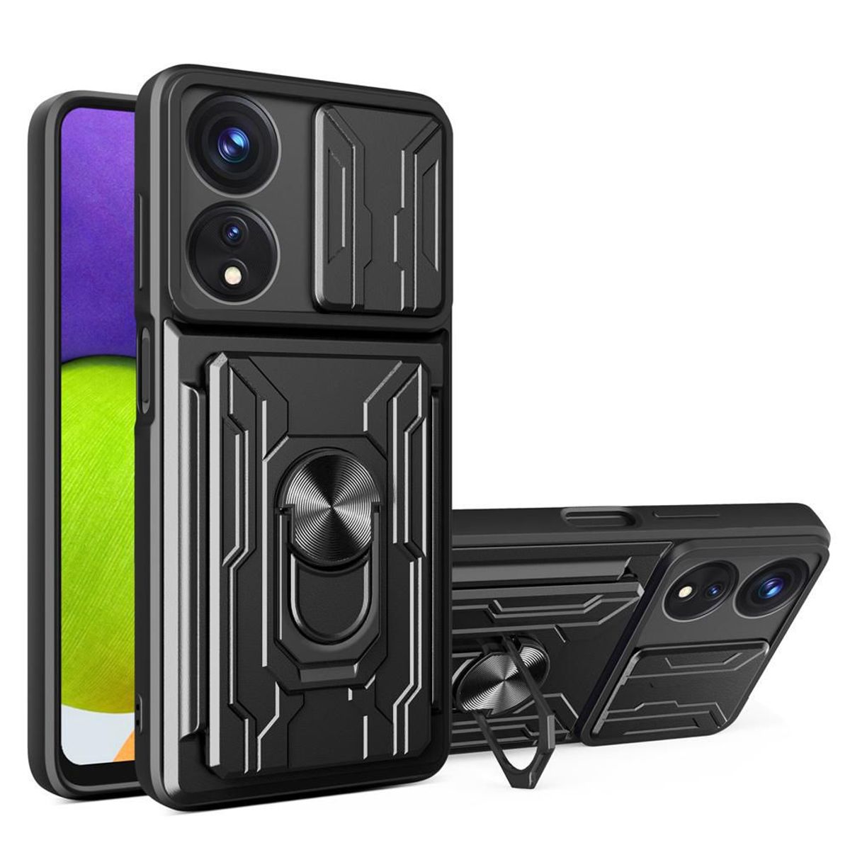 GENERICO - Funda Forro Armadura Protectora Con Soporte Anillo Para Oppo a78