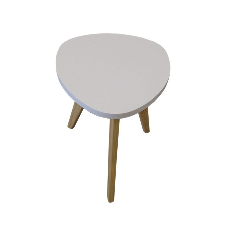 GENERICO - Mesa Auxiliar Centro Triangular Huevo Pequeña Blanco 30x35 cm