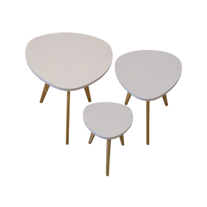 GENERICO - Mesa Auxiliar Centro set x 3 Tipo Huevo Blanco Estilo Nórdico