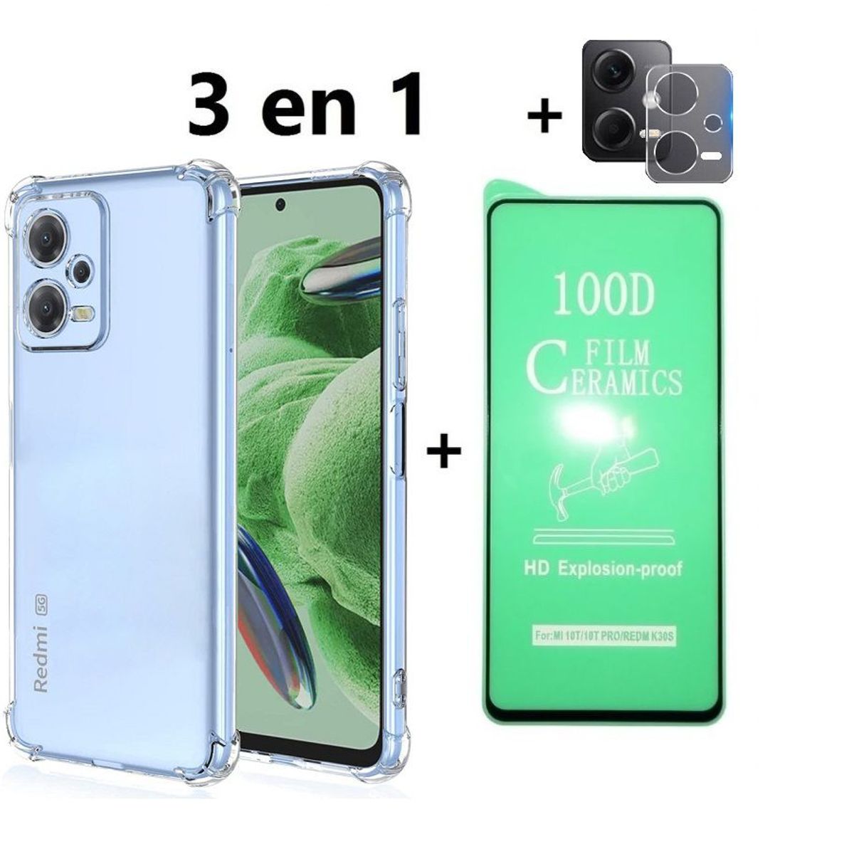 GENERICO - Estuche para Redmi Note 12 Pro Plus  + Vidrio Cerámico + Vidrio Cámara