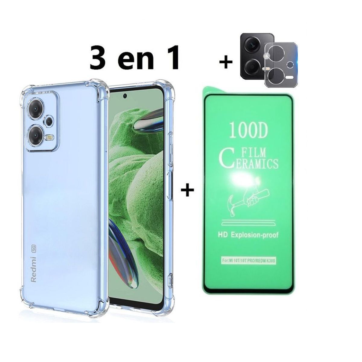 GENERICO - Estuche para Redmi Note 12 Pro Plus  + Vidrio Cerámico + Vidrio Cámara