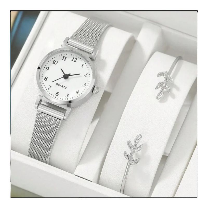 GENERICO - LINDO RELOJ DE LUJO ACERO PLATA CON PULCERA EN PLATA.
