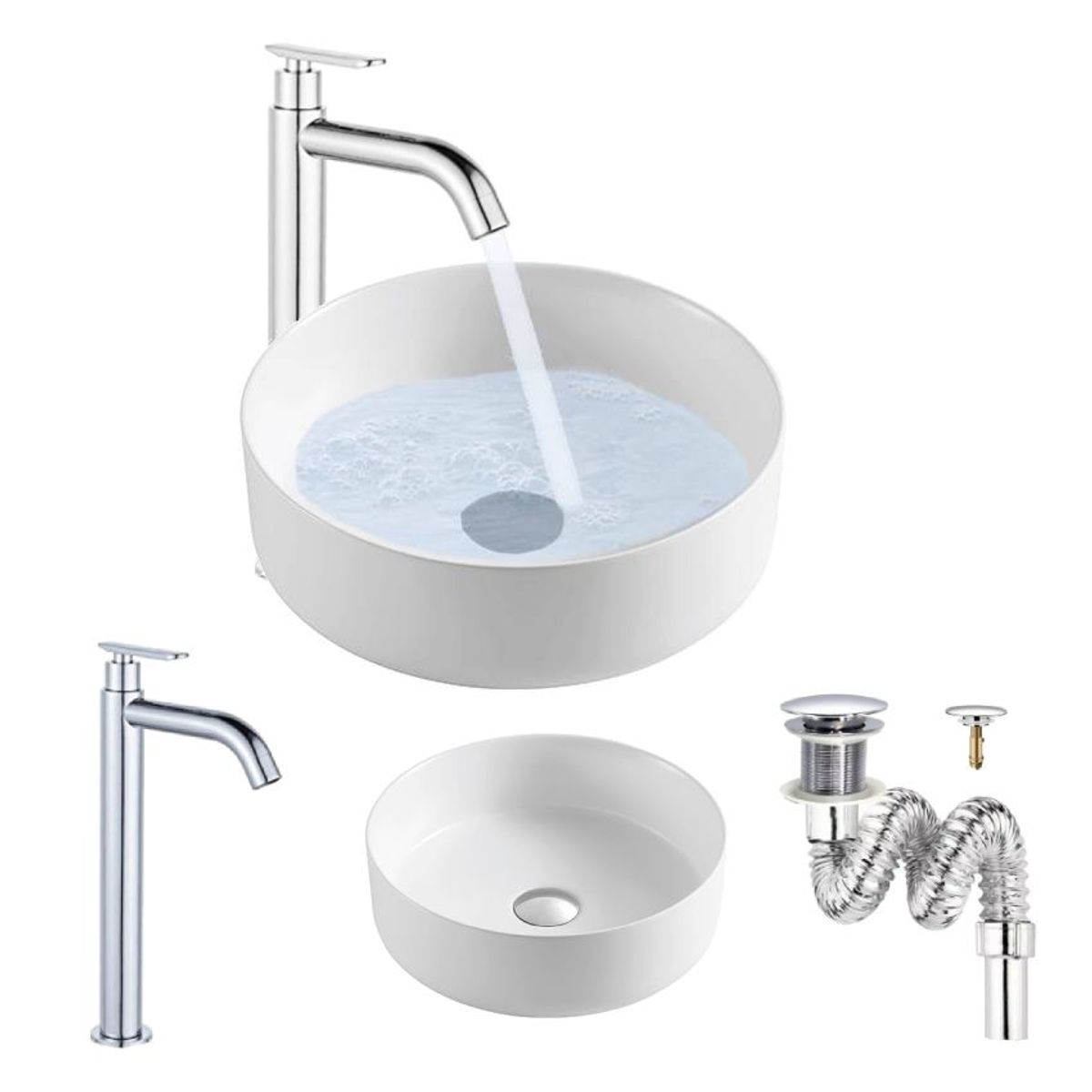 GENERICO - Kit Completo Lavabo Eccezionale- Desague -grifo Cromo Agua Fría