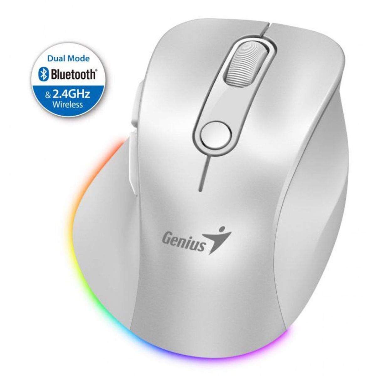 GENIUS - Mouse Genius inalámbrico Bluetooth recargable Ergo 9000S Pro Blanco