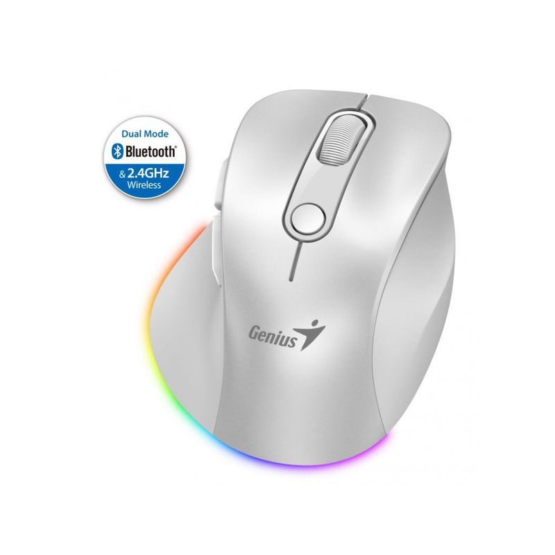 GENIUS - Mouse Genius inalámbrico Bluetooth recargable Ergo 9000S Pro Blanco