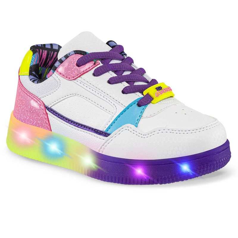 LOS GOMOSOS - Tenis Luces Grosur Blanco-Mora para Niña Los Gomosos