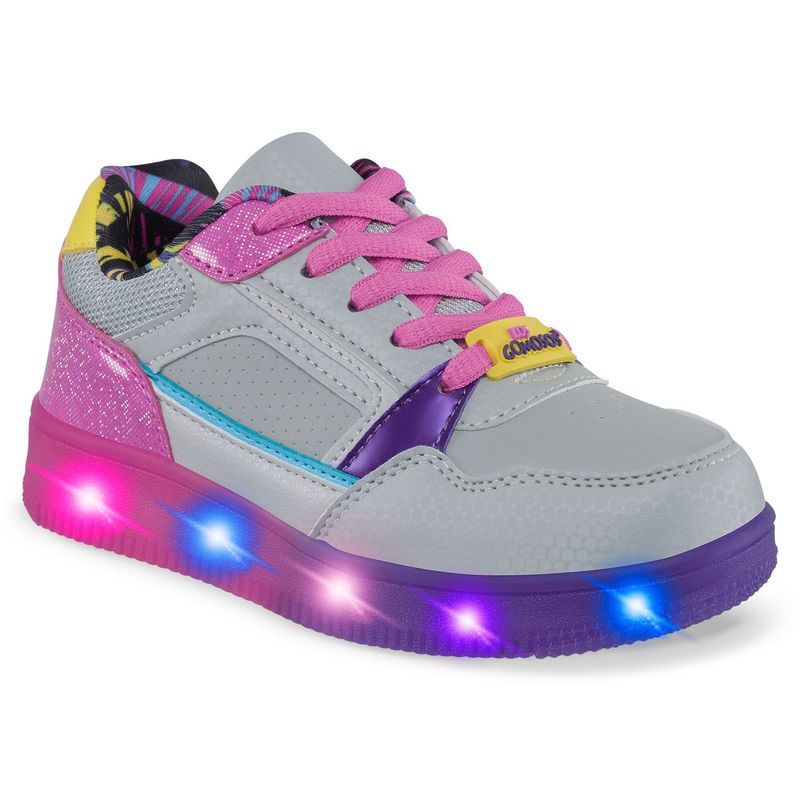 LOS GOMOSOS - Tenis Luces Grosur Gris-Fucsia para Niña Los Gomosos