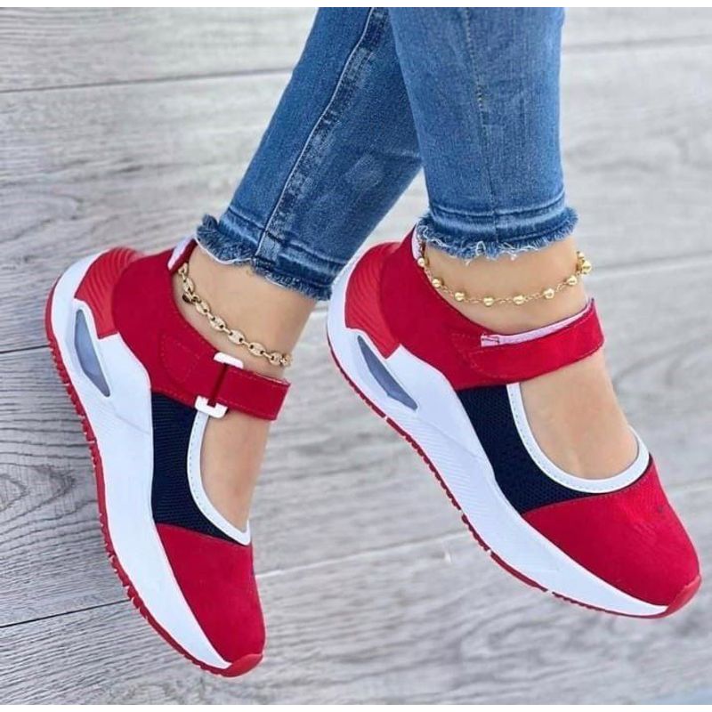 GENERICO - Tenis Rojo Bellos Dama Zapatillas Zapatos Mujer Lindos Moda Casual_.