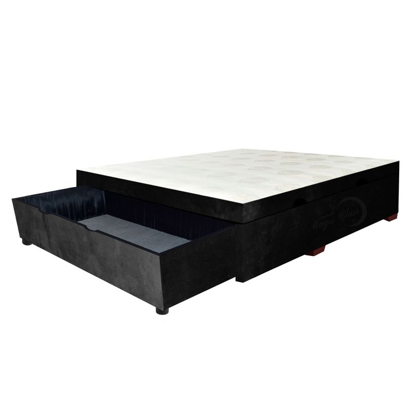 MAGIC CLASS - CAMA SALL BAÚL CON CAJÓN 120x190 ECOCUERO NEGRO