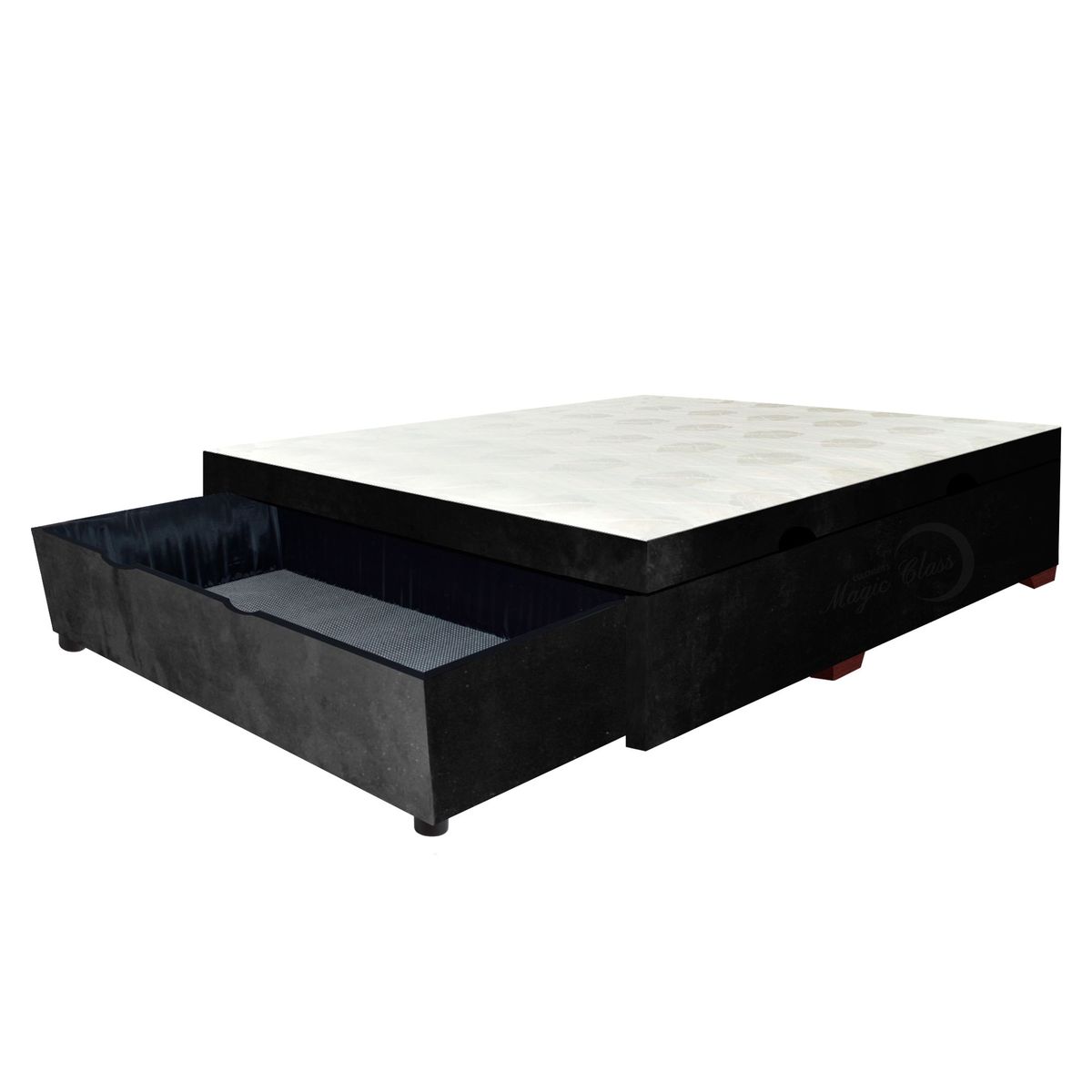 MAGIC CLASS - CAMA SALL BAÚL CON CAJÓN 140x190 ECOCUERO NEGRO