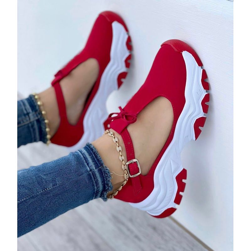 GENERICO - Tenis Rojo Dama Zapatillas Zapatos Mujer Lindos Moda Casual