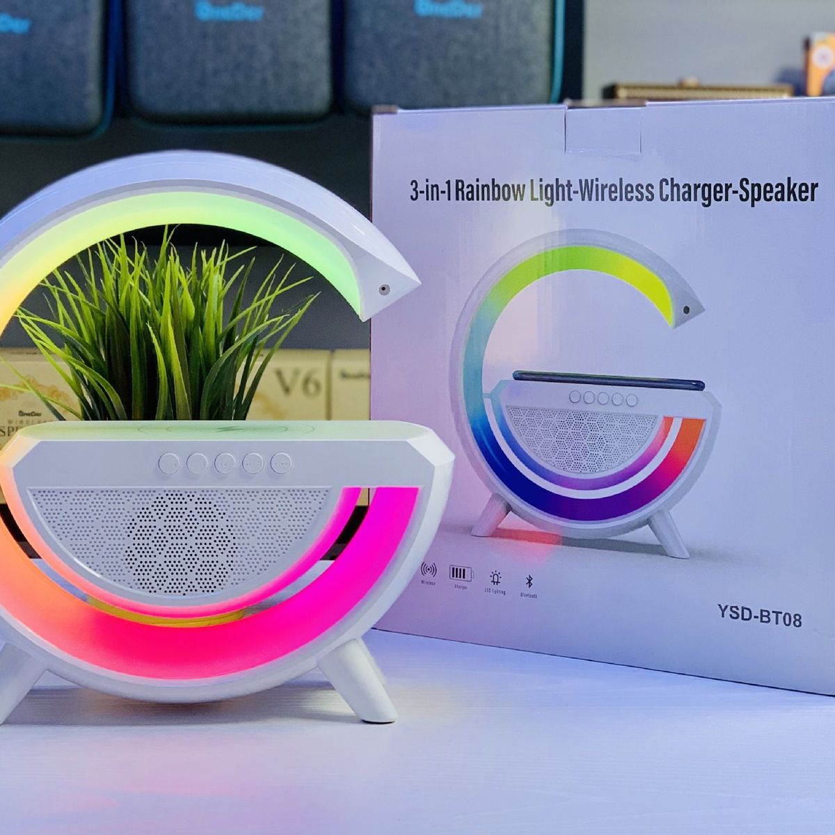 GENERICO - Parlante Inalámbrico Carga Rápida Luces Rgb Bluetooth