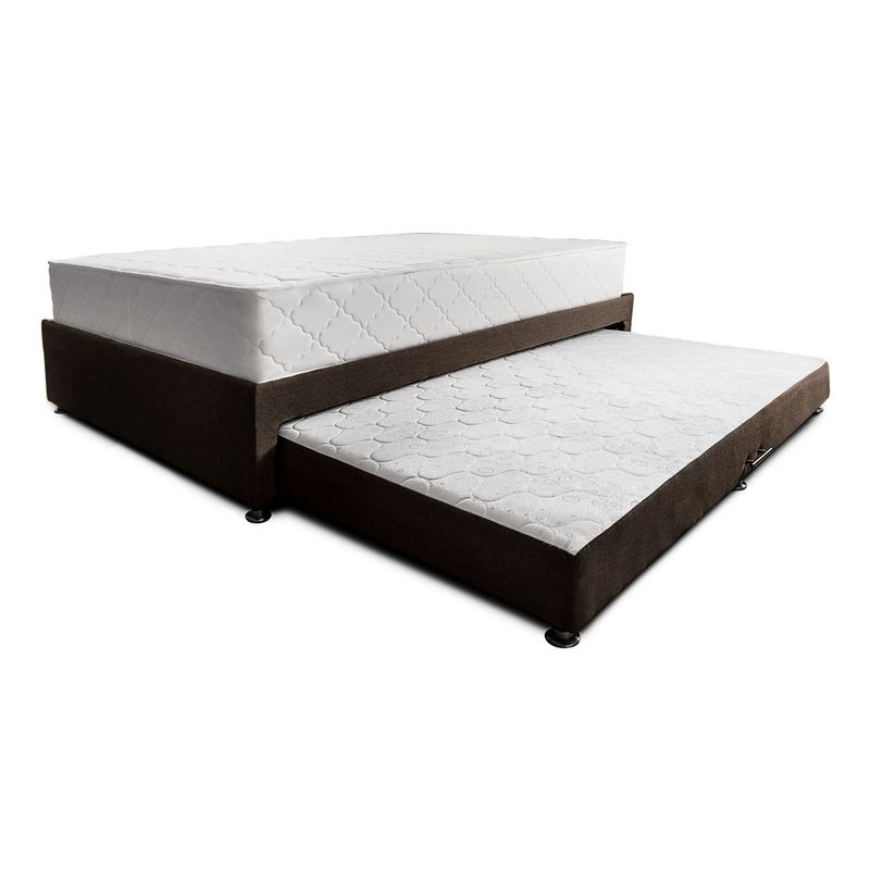 MUEBLES ONLINE - Combo Cama Nido Tarima café + colchón Dreamer Plus 100 x 190 cm
