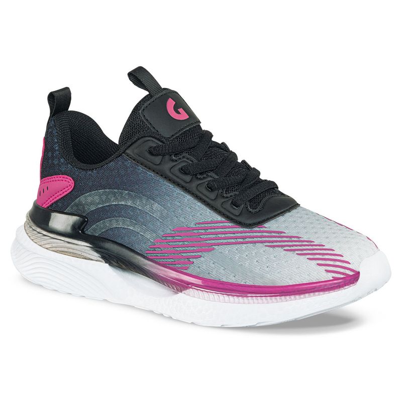 CROYDON - Tenis Running Kandis Negro-Fucsia Croydon para Niña