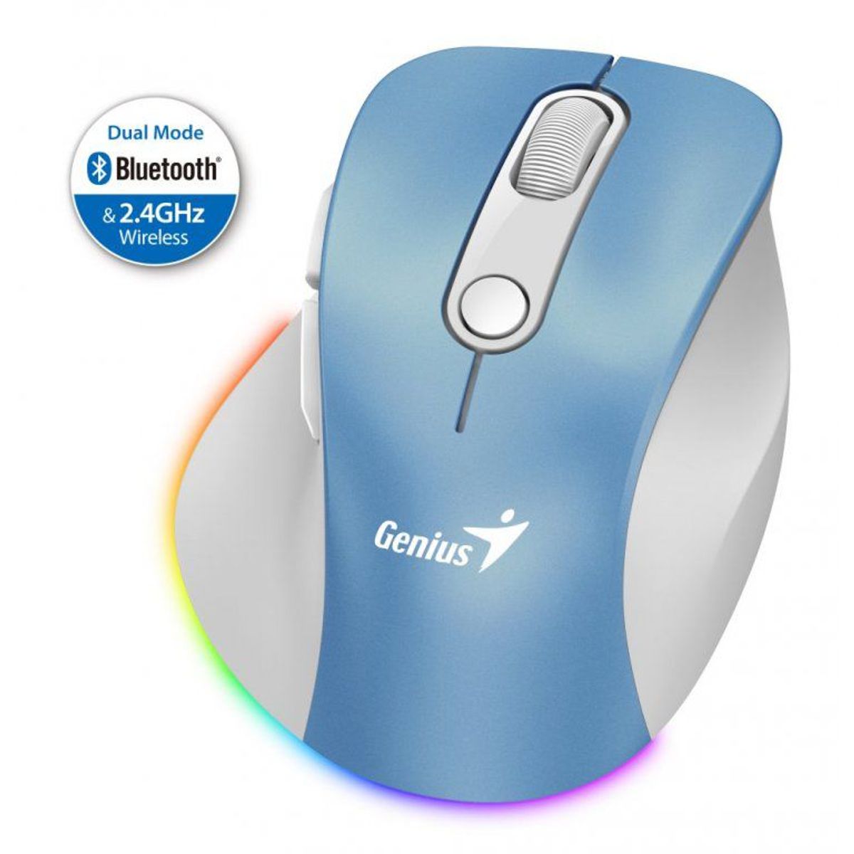 GENIUS - Mouse Genius inalámbrico Bluetooth recargable Ergo 9000S Pro Azul