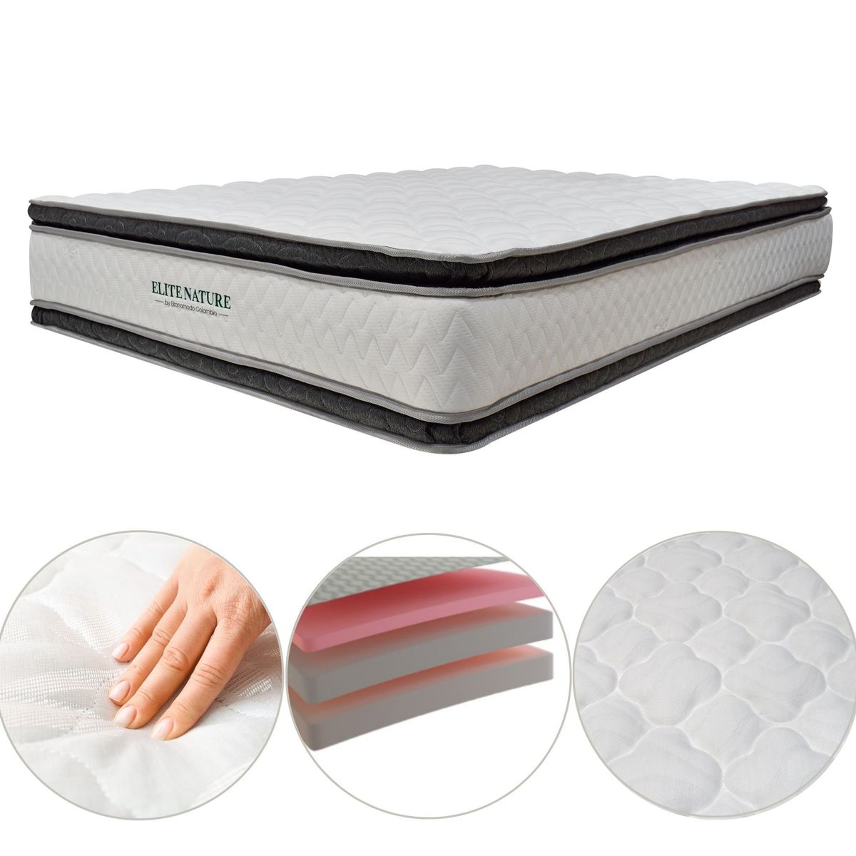 EKONOMODO COLOMBIA - Colchon Elite Nature Hotelero 2 Pillow 120 X190 X 32.