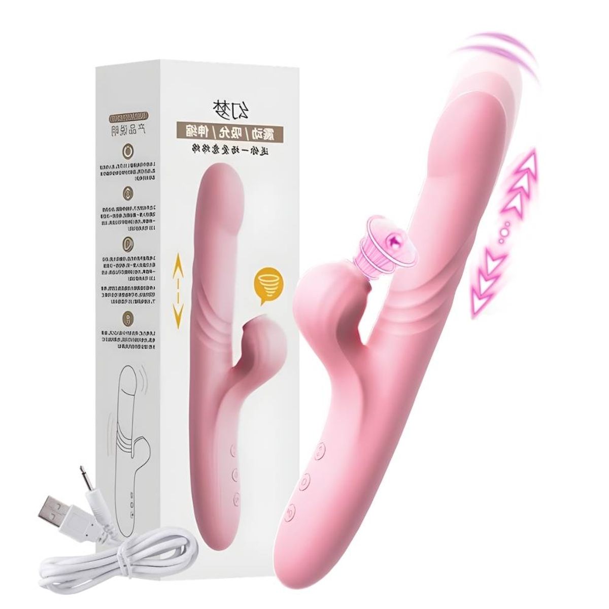 GENERICO - Vibrador Succionador Doble Estimulación Clítoris Punto G De Lujo