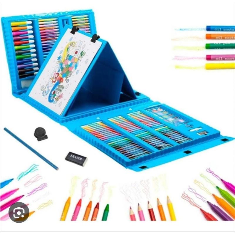 GENERICO - Kit De Arte azul Maleta De 208 Piezas Mas Obsequio