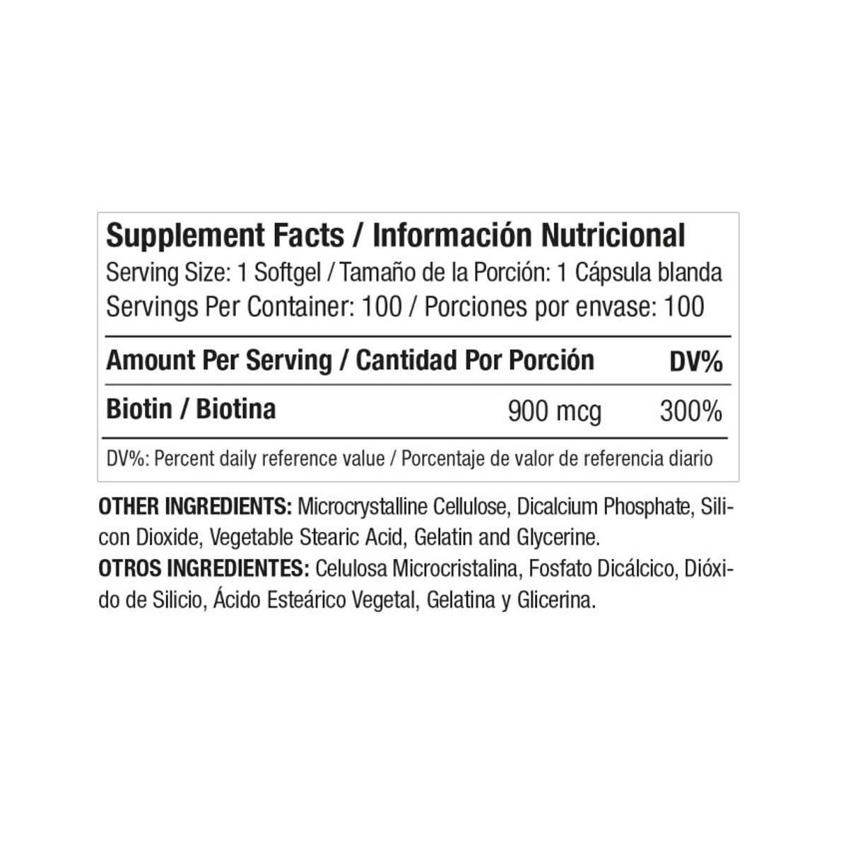 MEDICAL GREEN - Biotina 900 Mcg - 100 cápsulas