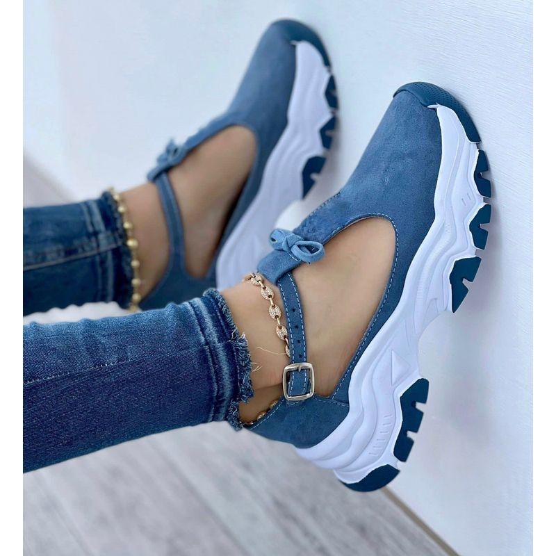 GENERICO - Tenis Azul Acero Dama Zapatillas Zapatos Mujer Lindos Moda Casual