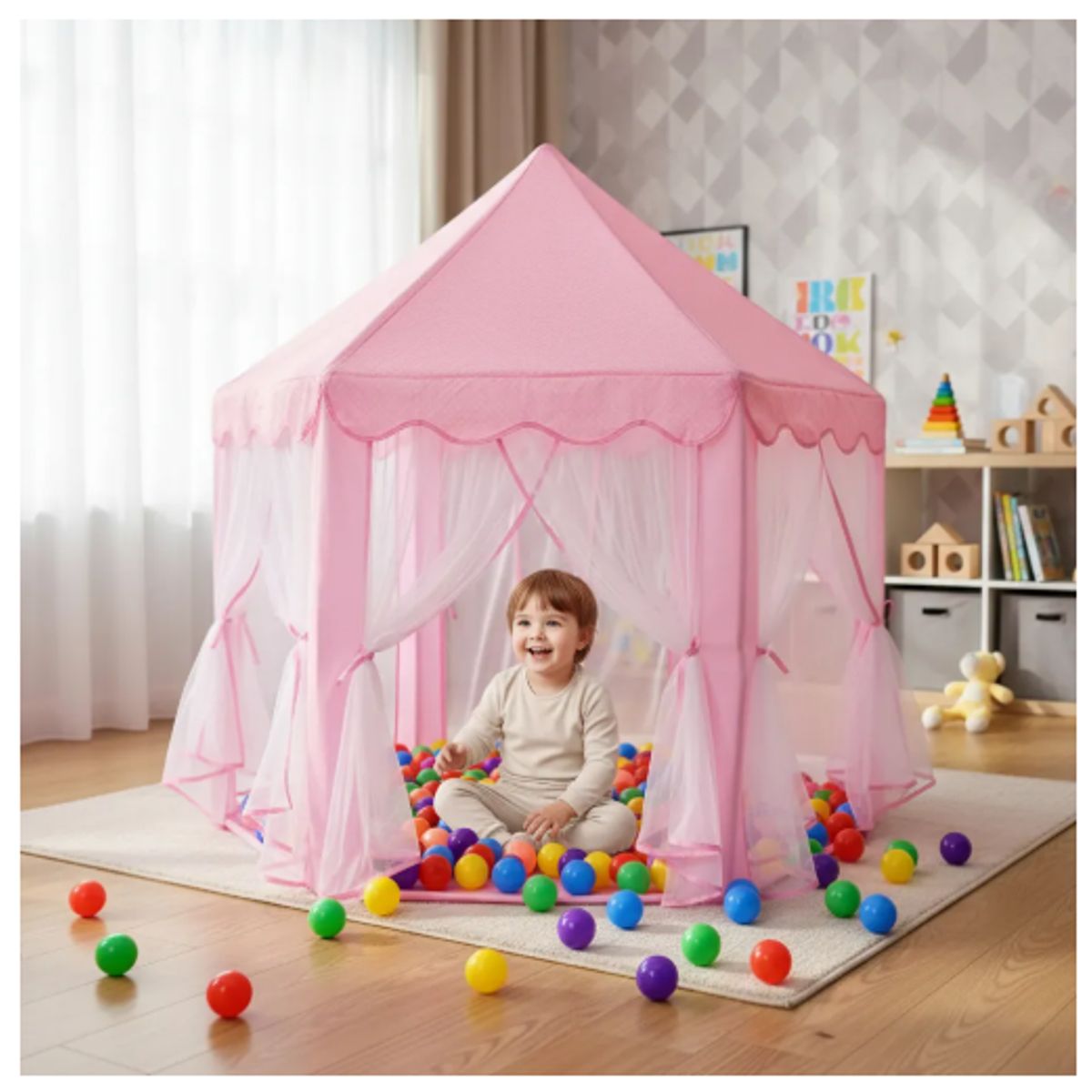 INFANTILES CAJUROMIX - Carpa Velo Rosado Niña Juguete Princesa Casita Rosa