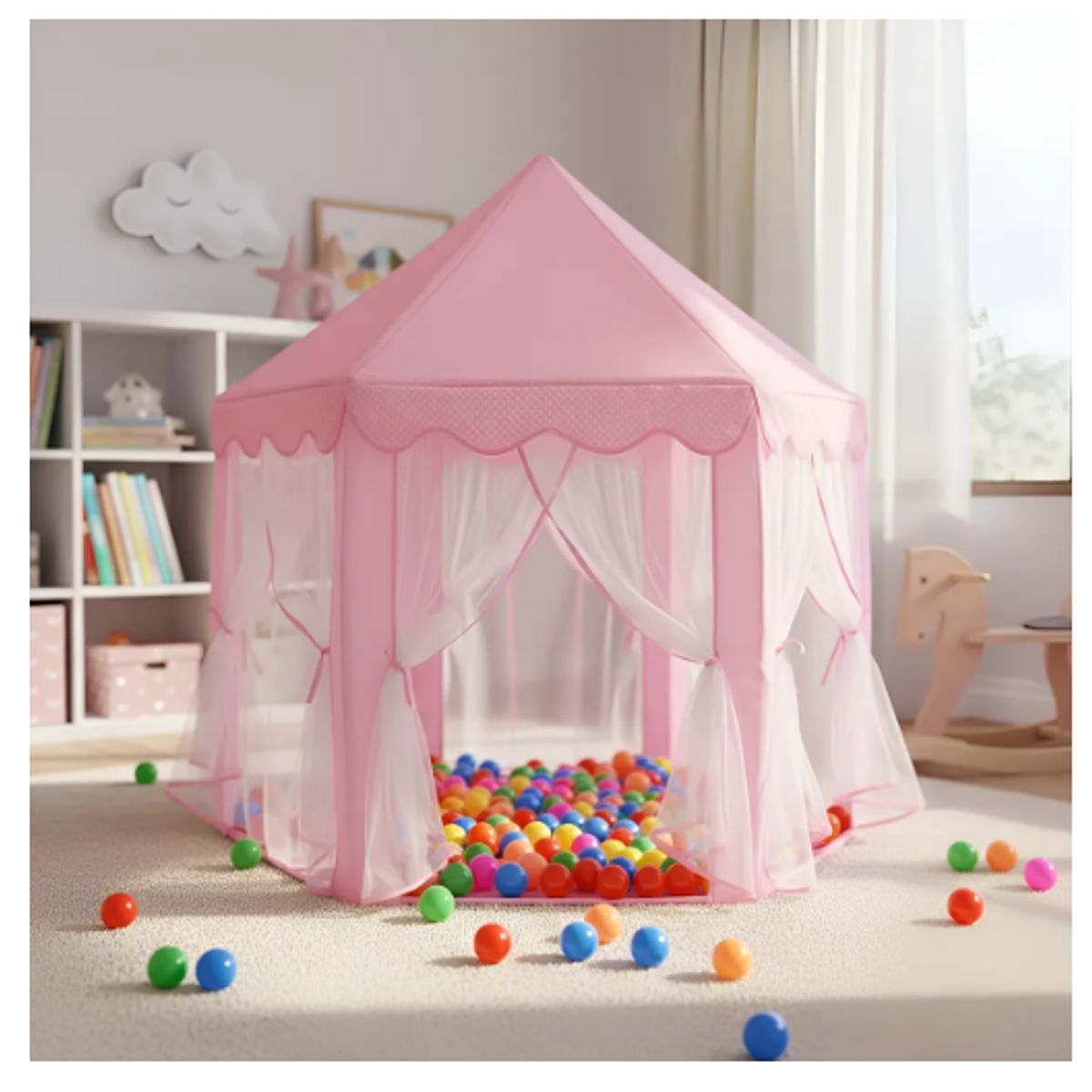 INFANTILES CAJUROMIX - Carpa Velo Rosado Niña Juguete Princesa Casita Rosa
