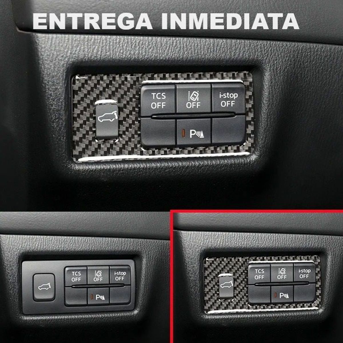 GENERICO - accesorios mazda cx5 cubierta control luces fibra carbon 2h