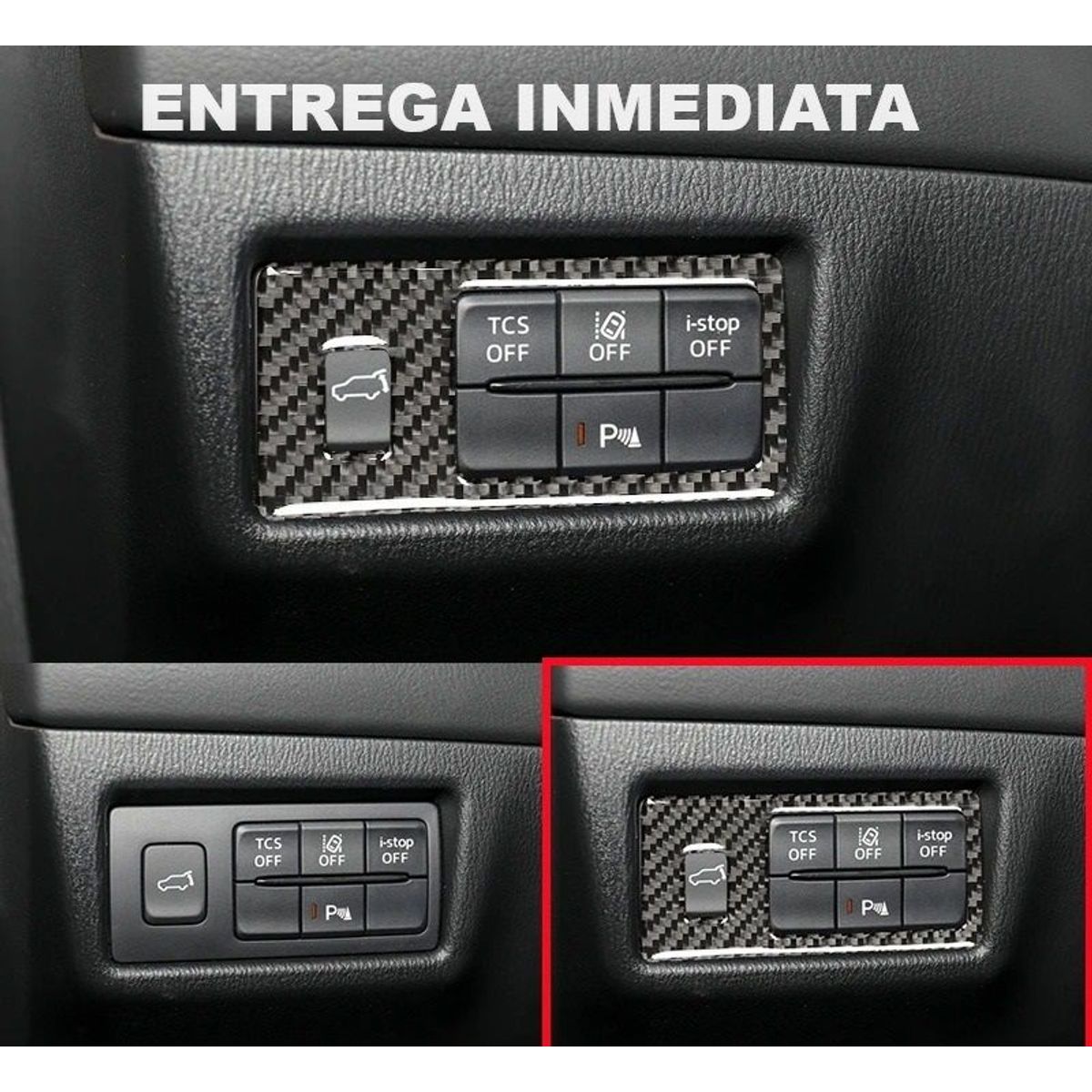 GENERICO - accesorios mazda cx5 cubierta control luces fibra carbon 2h