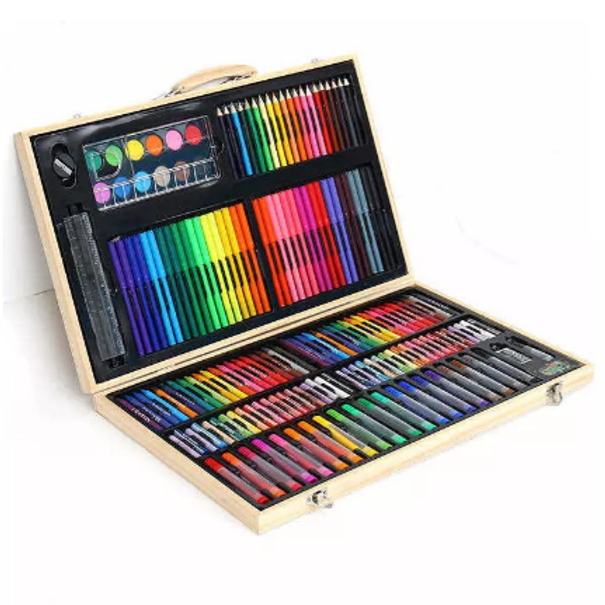 AGUGU STORE - Set Kit Juego Arte Colores Infantil - 180 Pcs Estuche Madera