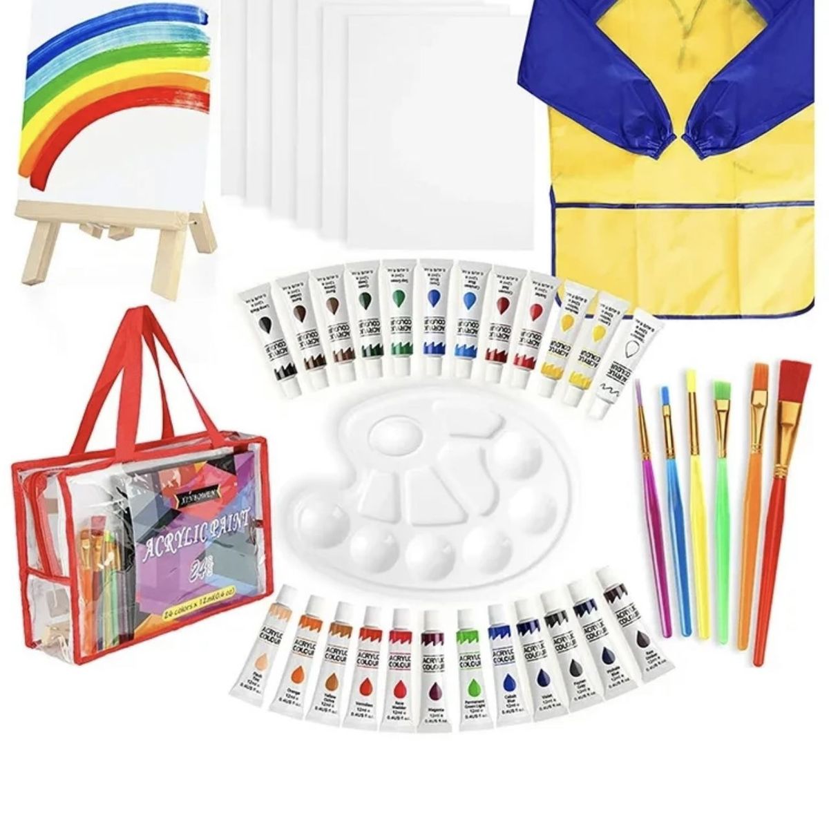 AGUGU STORE - Juego De Pintura Acrílico Para Niños 6 Lienzos  39 Piezas