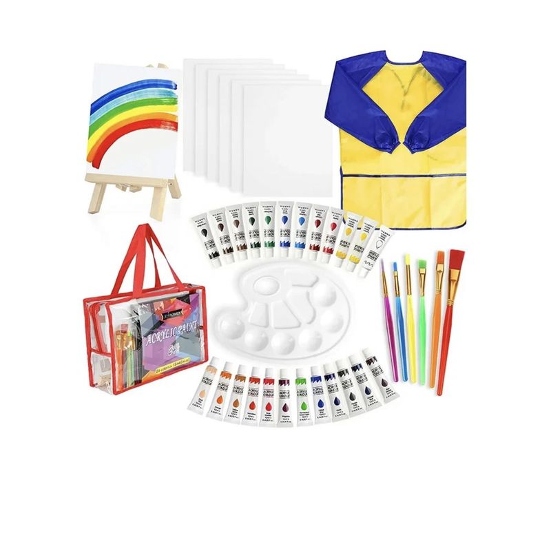 AGUGU STORE - Juego De Pintura Acrílico Para Niños 6 Lienzos  39 Piezas