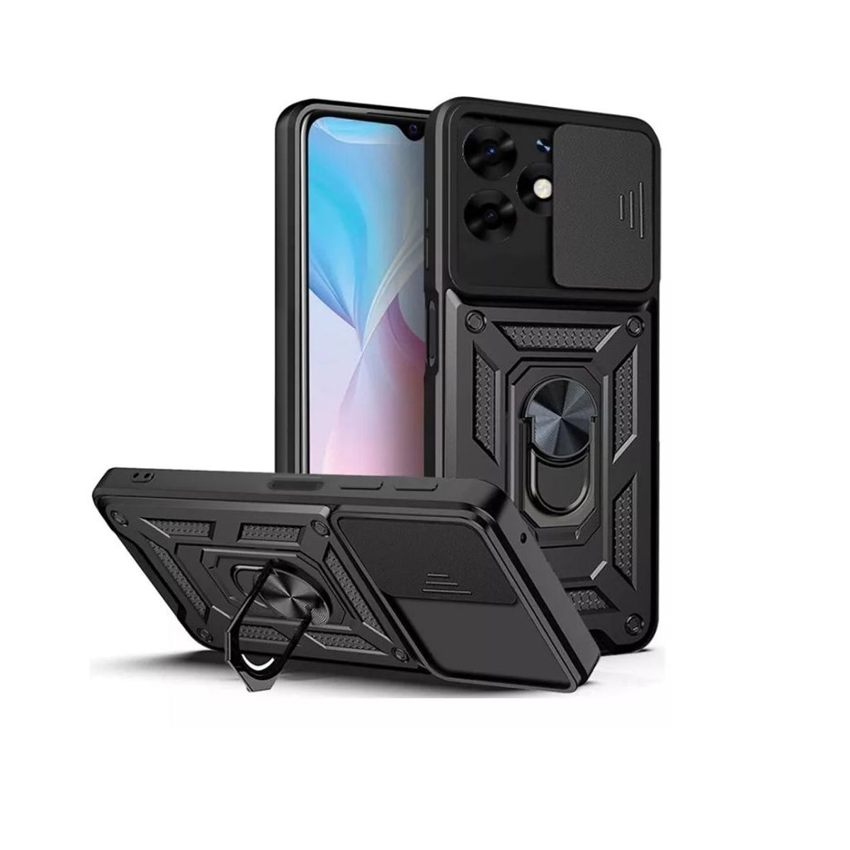 GENERICO - Funda Forro Armadura Con Soporte Anillo Para tecno spark go 2024